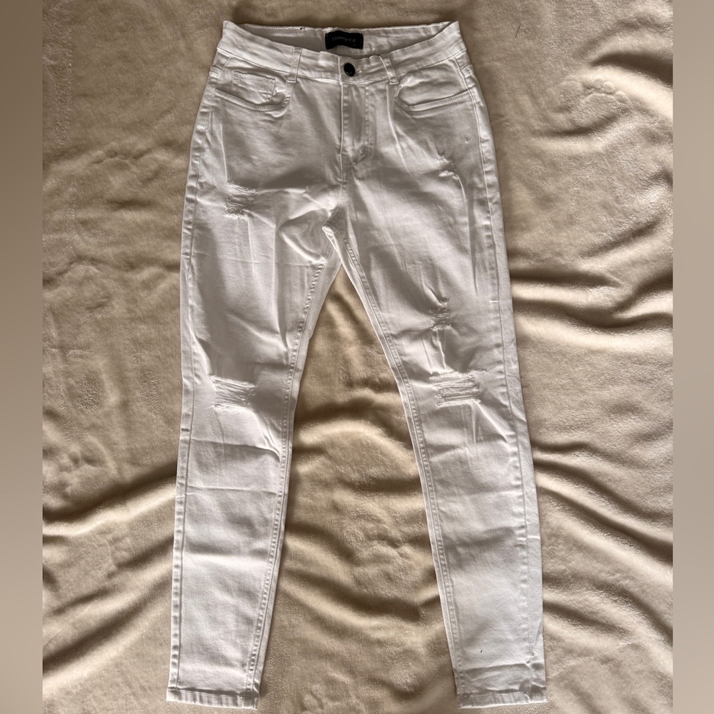 White Distressed Skinny Jeans
